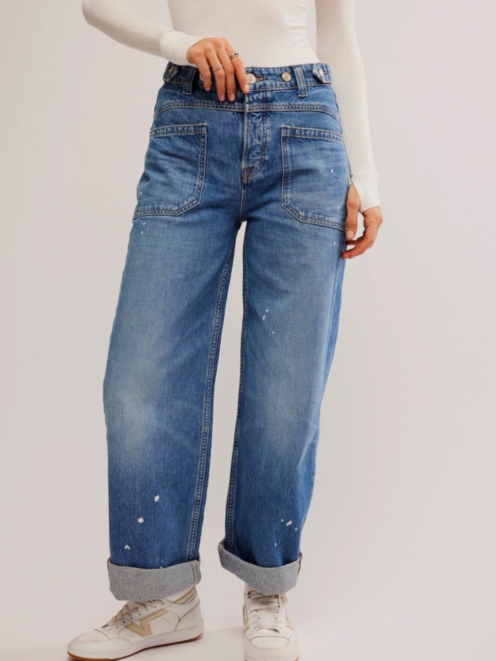 Free People We The Free Palmer Cuff Baggy Jeans 25
